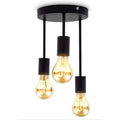 Lightsjoy 3-Way Black Ceiling Spotlight – Rustic E27 Pendant Light for Indoor