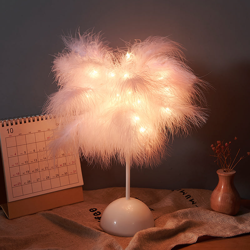 Feather LED Table Lamp – Decorative Bedside Night Light | Remote Control