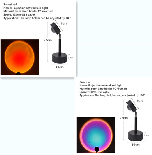 Sunset RGB Projection Lamp – WiFi LED Atmosphere Light with 360° Rotation