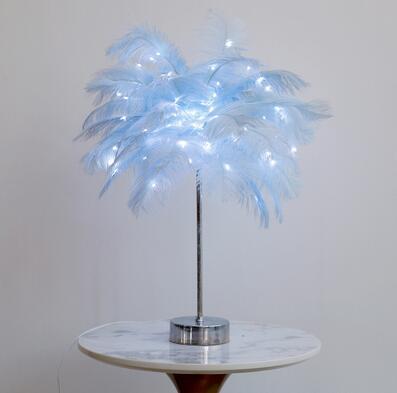 Feather LED Table Lamp – Decorative Bedside Night Light | Remote Control