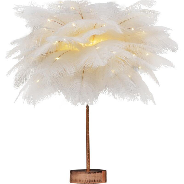 Feather LED Table Lamp – Decorative Bedside Night Light | Remote Control