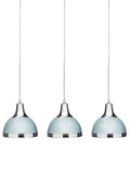 Three Shutter Blue and Chrome Shade Pendant Light | Vermont