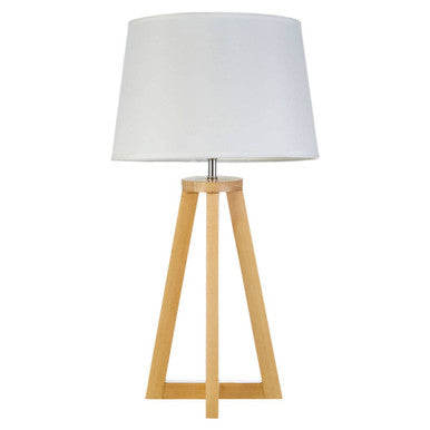 Pine Wood Table Lamp with Linen Shade – Brett