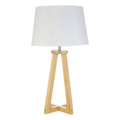 Pine Wood Table Lamp with Linen Shade – Brett