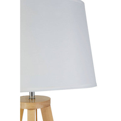 Pine Wood Table Lamp with Linen Shade – Brett