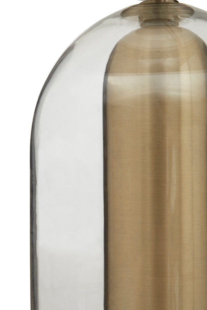 Clear Glass & Brass Finish Table Lamp with Fabric Shade – Sellis