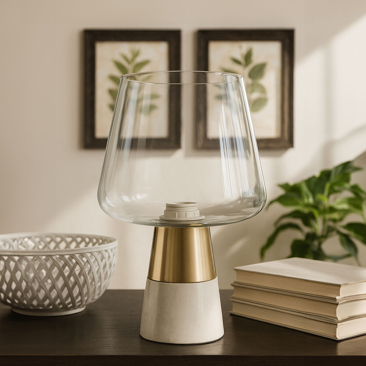 Marble Base Table Lamp with Glass Shade – Sebah