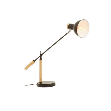 Matte Black Adjustable Table Lamp with Wood Base – Stockholm