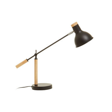 Matte Black Adjustable Table Lamp with Wood Base – Stockholm
