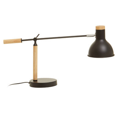 Matte Black Adjustable Table Lamp with Wood Base – Stockholm