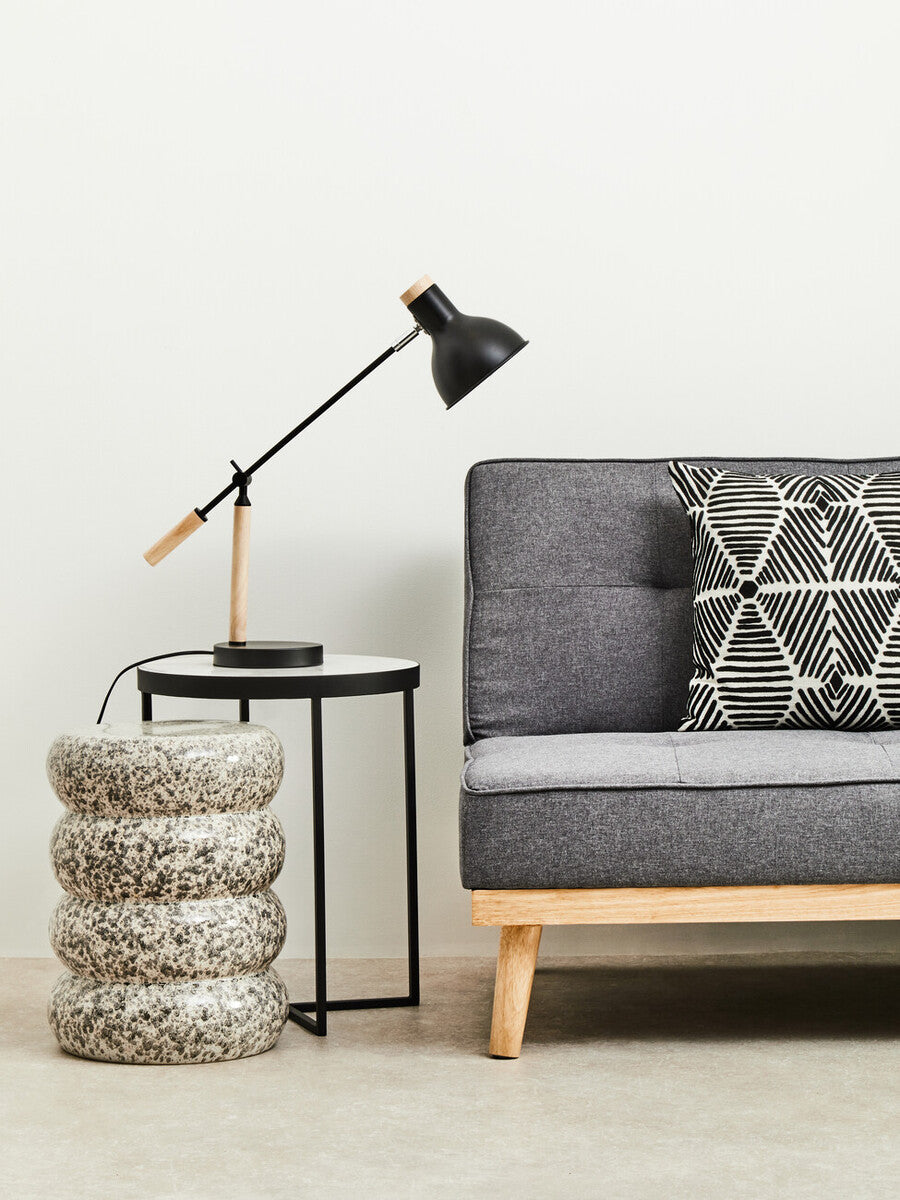 Matte Black Adjustable Table Lamp with Wood Base – Stockholm