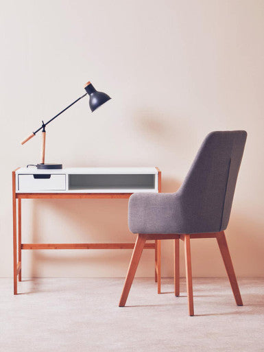 Matte Black Adjustable Table Lamp with Wood Base – Stockholm