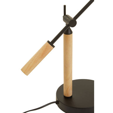 Matte Black Adjustable Table Lamp with Wood Base – Stockholm