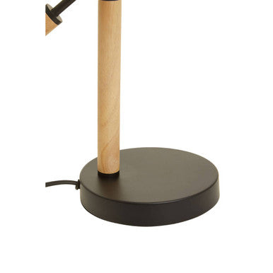 Matte Black Adjustable Table Lamp with Wood Base – Stockholm