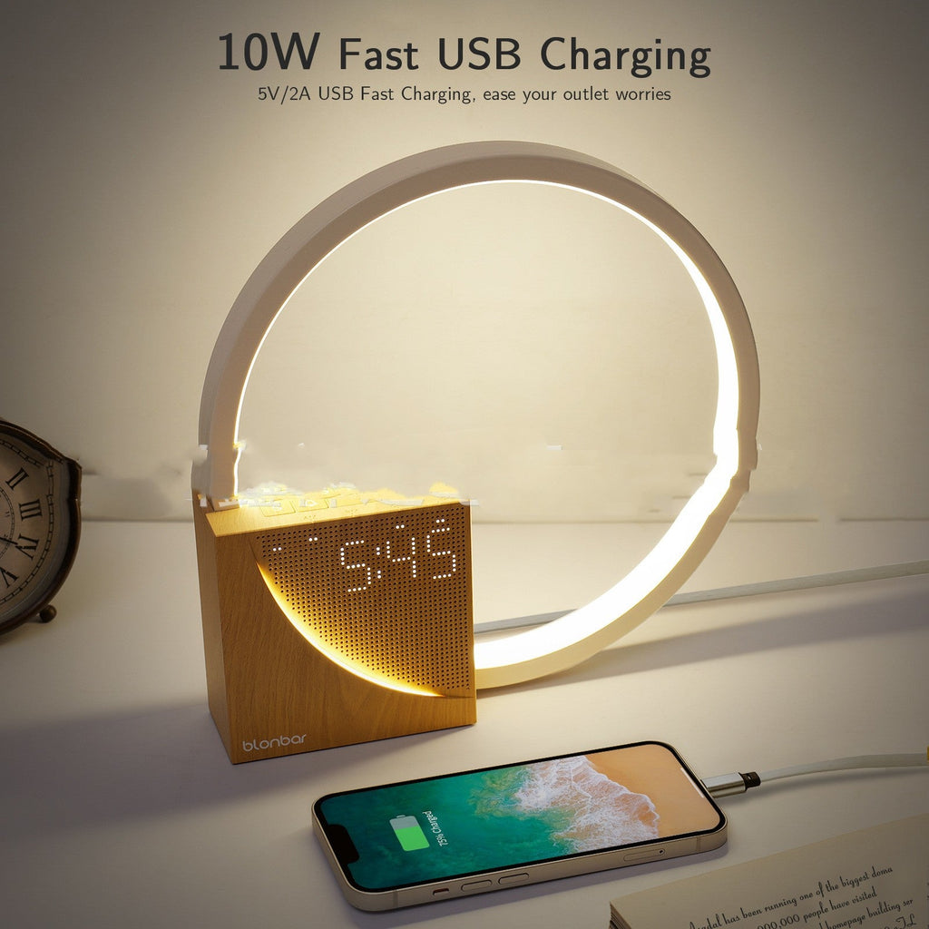 Multifunctional LED Bedside Lamp with Alarm Clock & Natural Sounds
