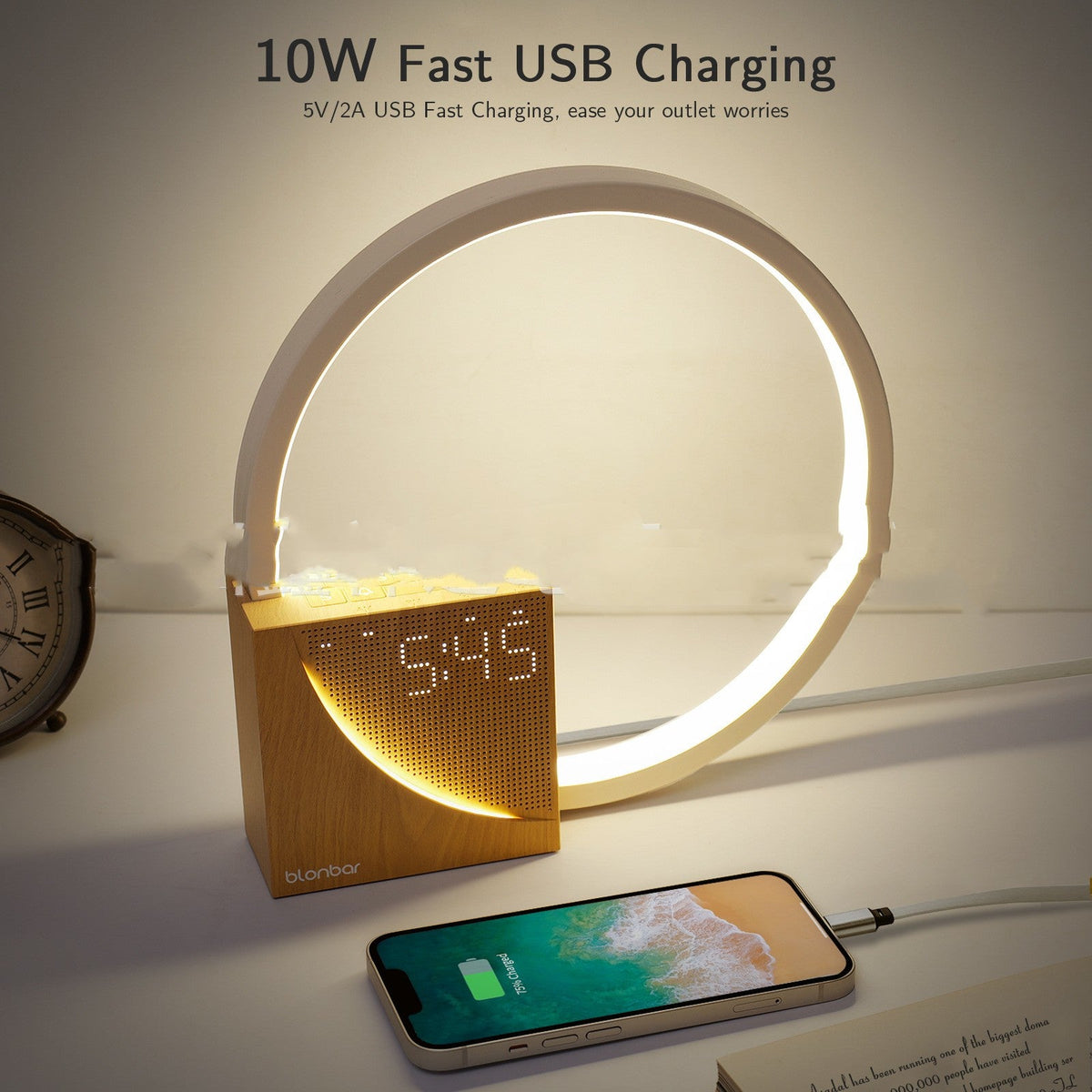 Multifunctional LED Bedside Lamp with Alarm Clock & Natural Sounds