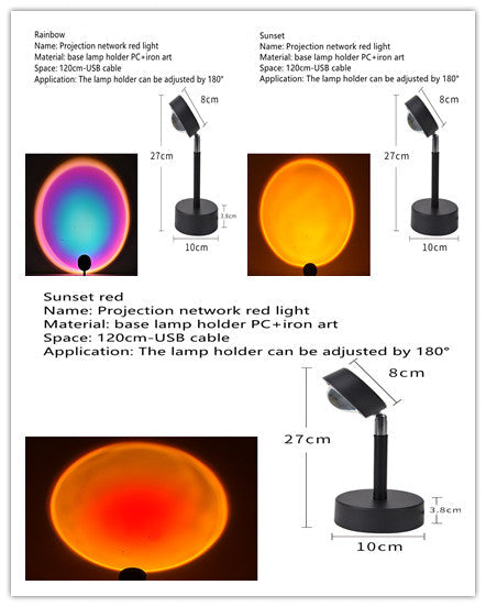 Sunset RGB Projection Lamp – WiFi LED Atmosphere Light with 360° Rotation