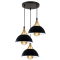 3Way Hanging Ceiling Pendant Light Black Dome Shade~3396