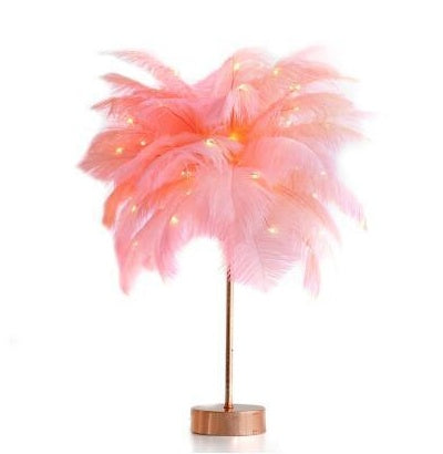 Feather LED Table Lamp – Decorative Bedside Night Light | Remote Control