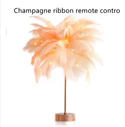 Feather LED Table Lamp – Decorative Bedside Night Light | Remote Control