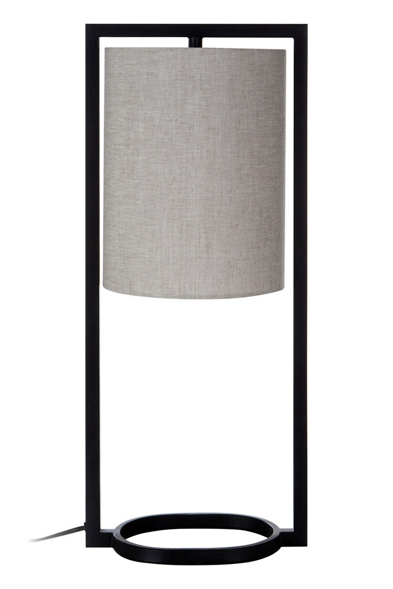 Black Metal Table Lamp with Grey Fabric Shade – Lara