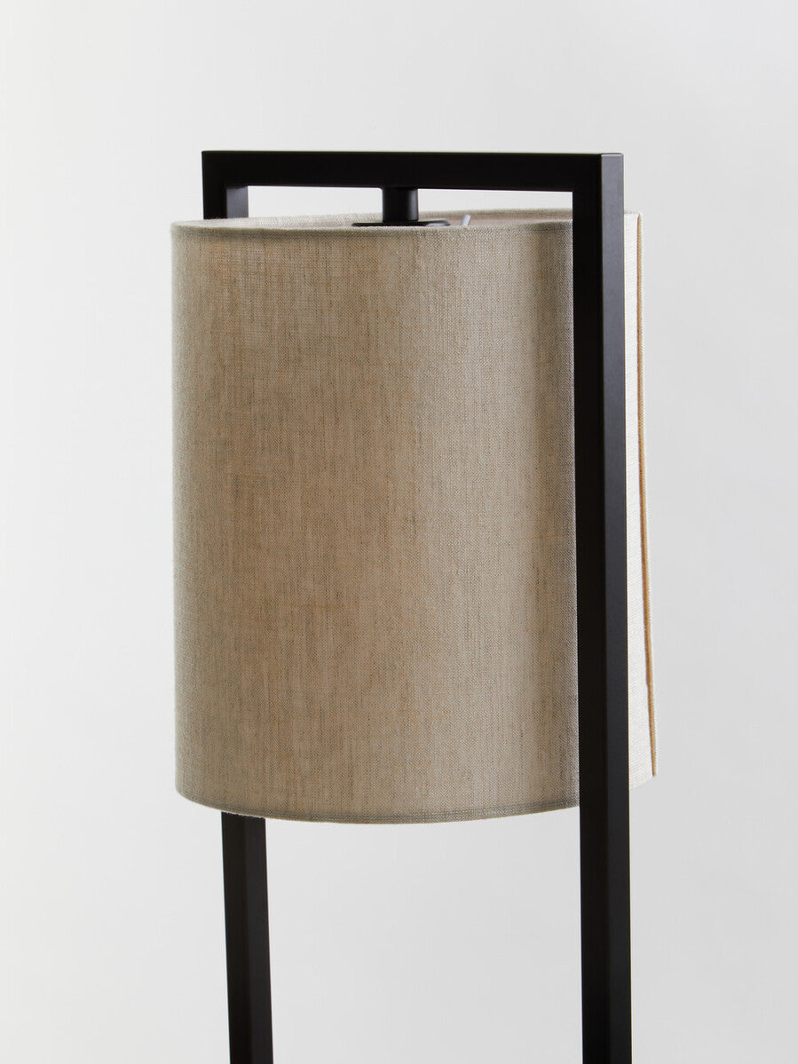 Black Metal Table Lamp with Grey Fabric Shade – Lara