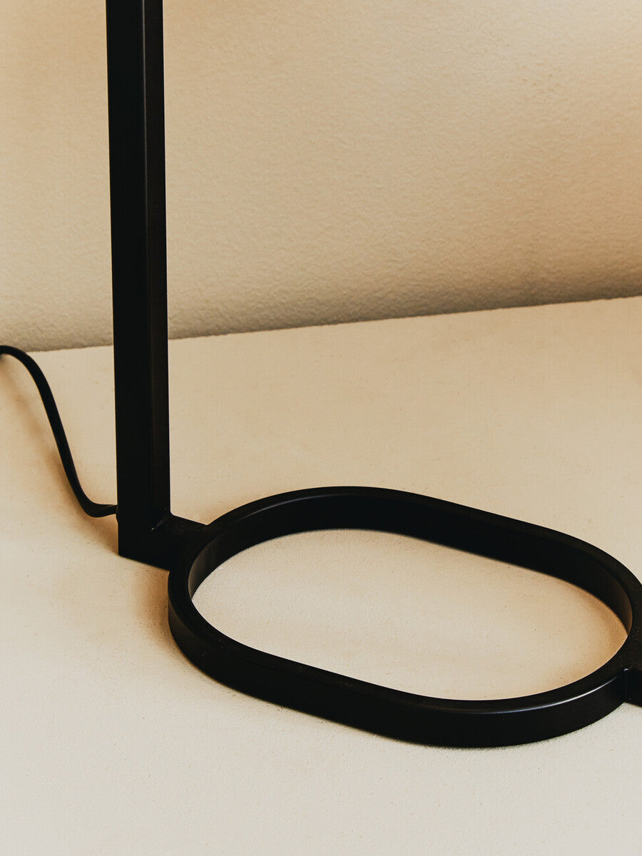 Black Metal Table Lamp with Grey Fabric Shade – Lara
