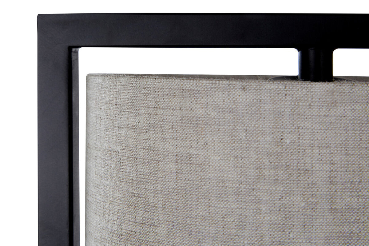 Black Metal Table Lamp with Grey Fabric Shade – Lara