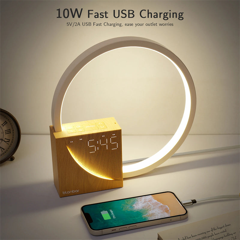 Multifunctional LED Bedside Lamp with Alarm Clock & Natural Sounds