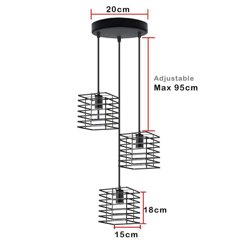 Cascade Trio Ceiling Pendant Light Adjustable Metal E27 ~6576
