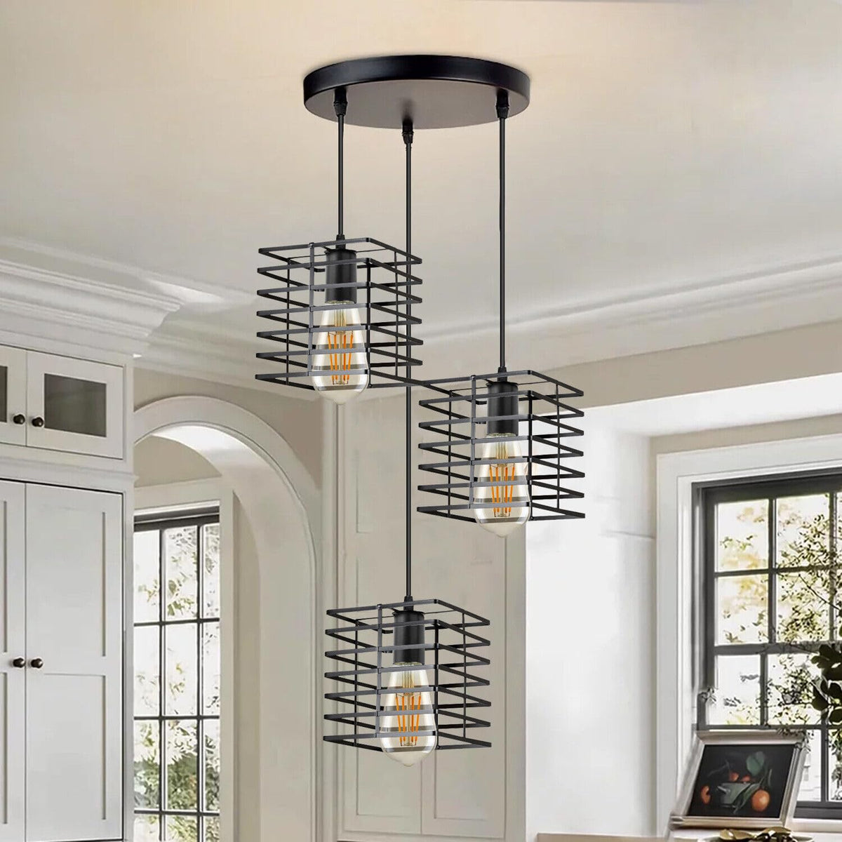 Cascade Trio Ceiling Pendant Light Adjustable Metal E27 ~6576