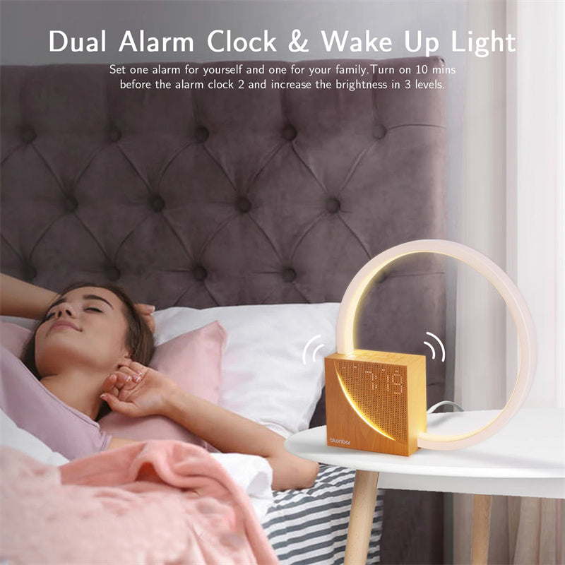 Multifunctional LED Bedside Lamp with Alarm Clock & Natural Sounds