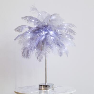 Feather LED Table Lamp – Decorative Bedside Night Light | Remote Control