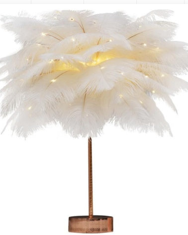 Feather LED Table Lamp – Decorative Bedside Night Light | Remote Control