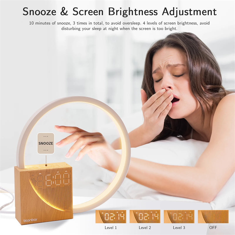 Multifunctional LED Bedside Lamp with Alarm Clock & Natural Sounds