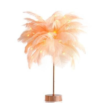 Feather LED Table Lamp – Decorative Bedside Night Light | Remote Control