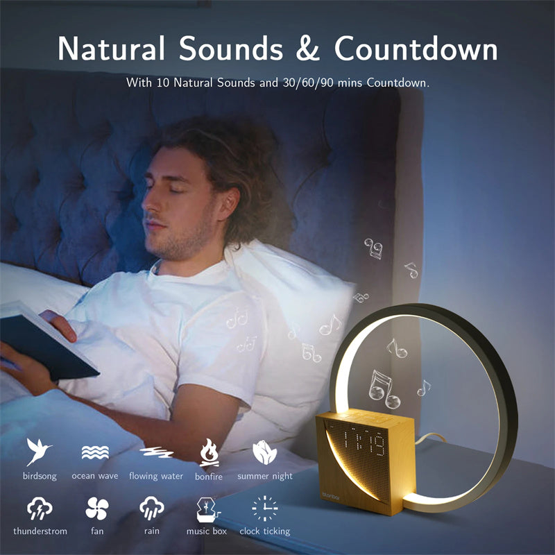 Multifunctional LED Bedside Lamp with Alarm Clock & Natural Sounds