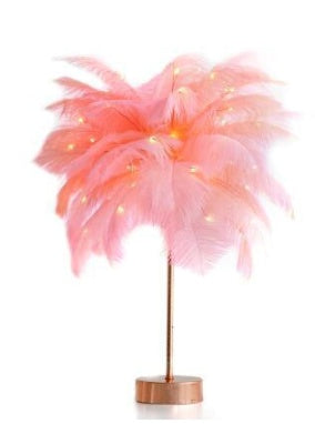 Feather LED Table Lamp – Decorative Bedside Night Light | Remote Control