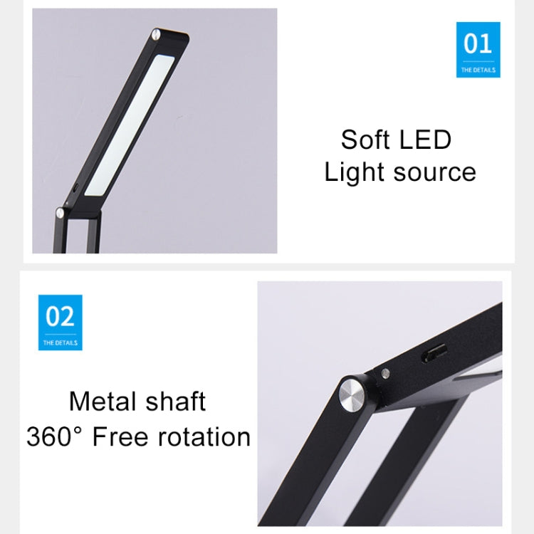 Folding LED Desk Lamp – 3W USB Powered | Stepless Dimming | Gold or Silver
