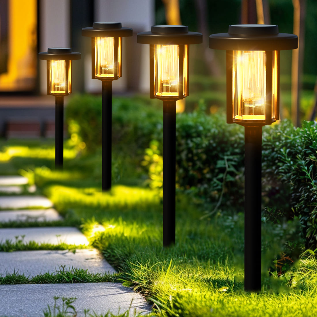 Gigalumi Solar Powered Garden Lights, Waterproof IP65 Outdoor Pathway Lighting for Yard, Walkway