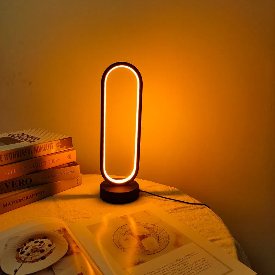 LED Ring Bedside Lamp – 3-Colour Dimming Night Light