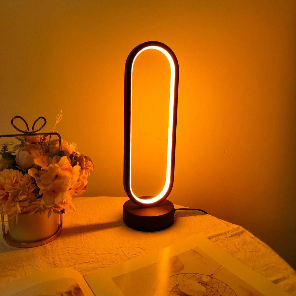 LED Ring Bedside Lamp – 3-Colour Dimming Night Light