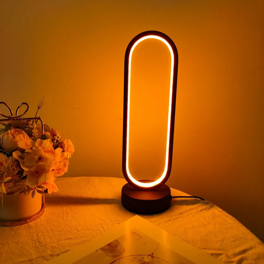 LED Ring Bedside Lamp – 3-Colour Dimming Night Light