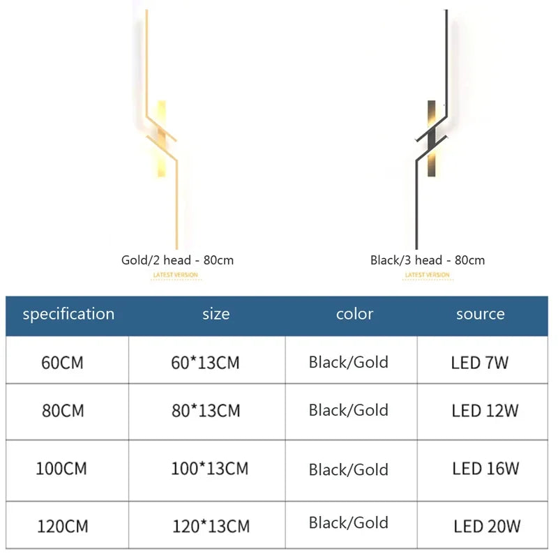 Minimalist LED Strip Wall Lamp – Dimmable Touch Control