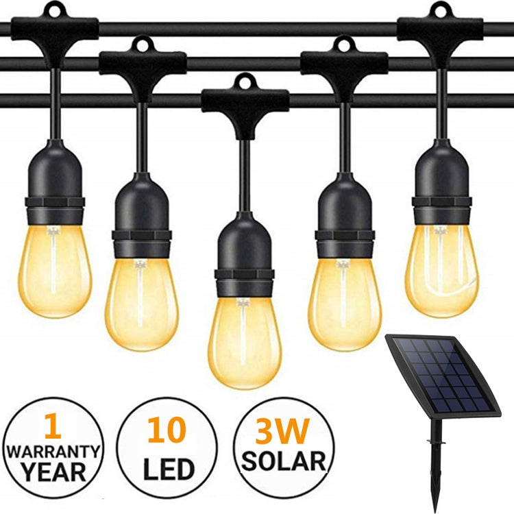 Solar Garden String Lights – 10 x S14 Edison Bulbs | IP65 Weatherproof | 7m