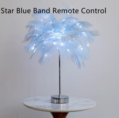 Feather LED Table Lamp – Decorative Bedside Night Light | Remote Control