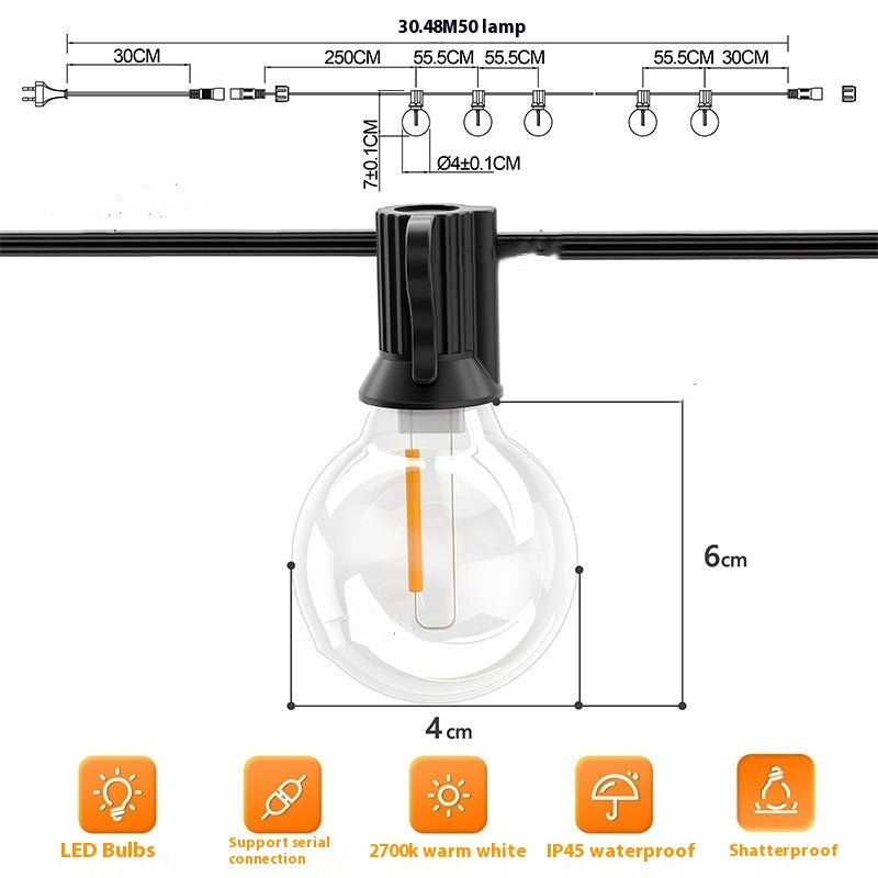 G40 Globe Outdoor String Lights – IP44 Weatherproof | 25ft, 50ft & 100ft