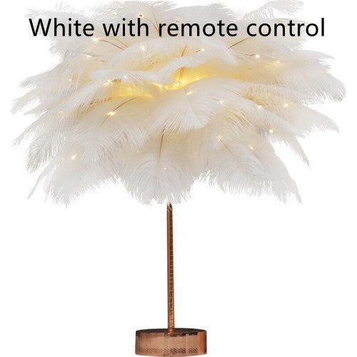 Feather LED Table Lamp – Decorative Bedside Night Light | Remote Control