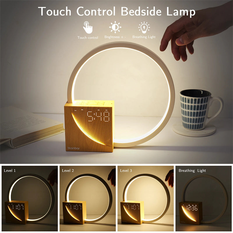 Multifunctional LED Bedside Lamp with Alarm Clock & Natural Sounds