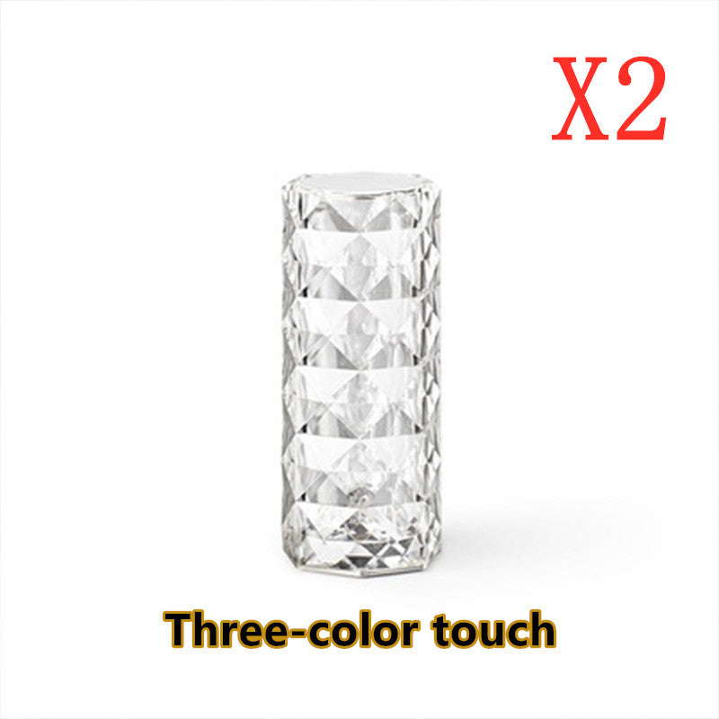 Nordic Crystal Diamond USB Table Lamp – RGB Touch Dimming Night Light